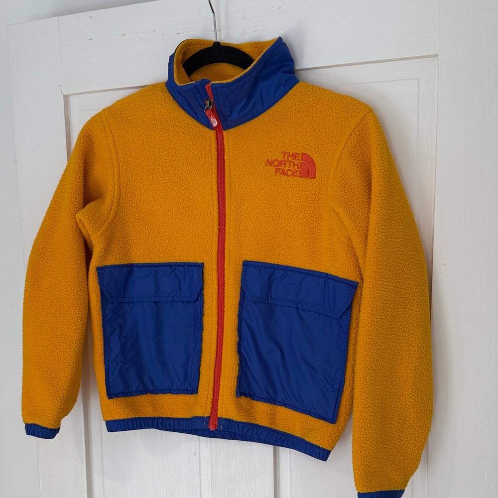 The North Face Youth Yellow and Royal Blue Fleece Jacket